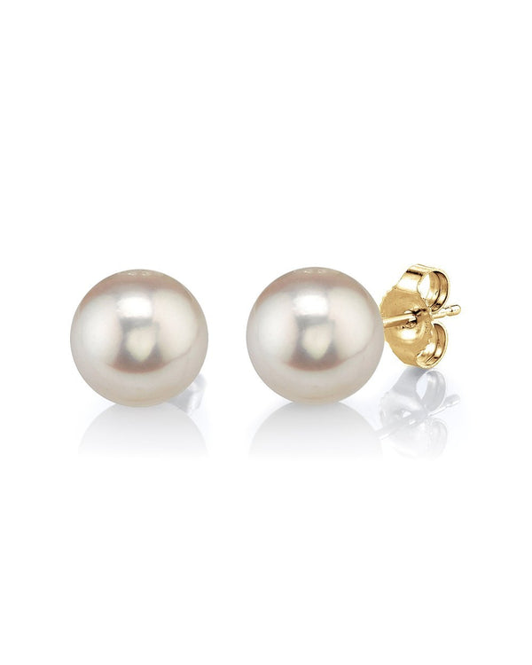 Halley’s Comet - 7mm AAA Perfectly Round Freshwater online Pearl Earrings