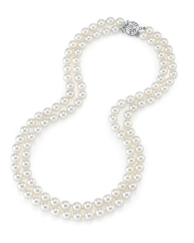 7.0-7.5mm White Freshwater Pearl Double Strand Necklace