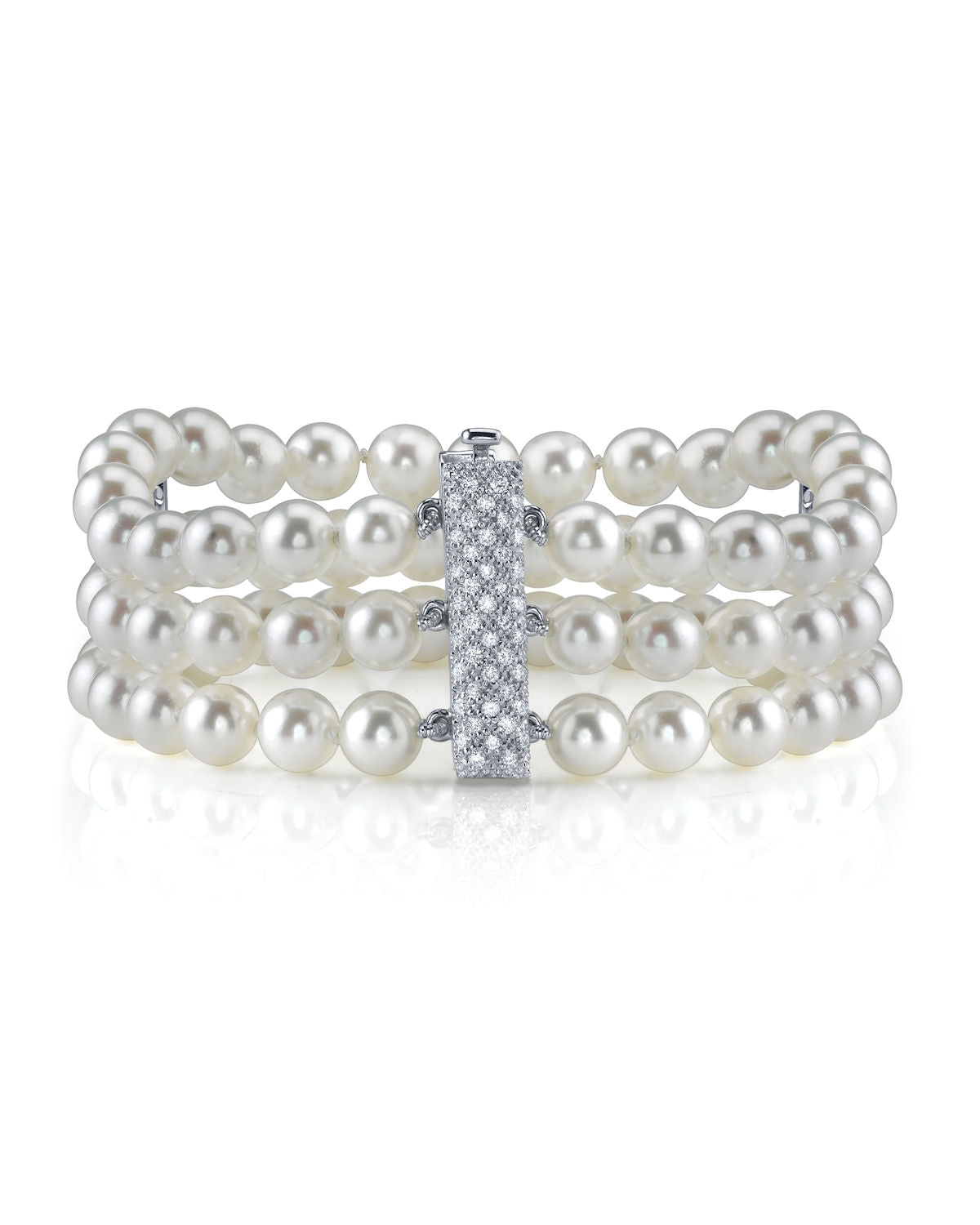 Hanadama Akoya Triple Pearl Bracelet with Diamonds