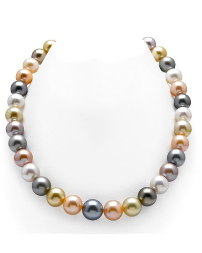 10-12mm Golden Round South Sea Pearl Necklace - AAA Quality