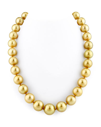 12-14mm Golden South Sea Pearl Necklace - AAA Quality