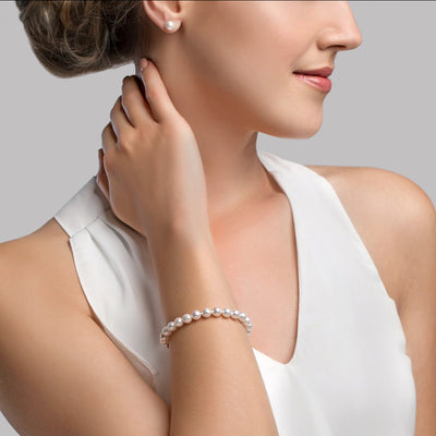 6.5-7.0mm Hanadama Akoya White Pearl Bracelet - Model Image