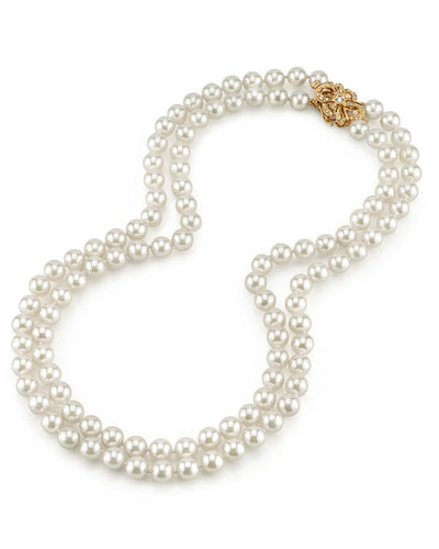 Hanadama Akoya White Pearl Double Strand Necklace - Pearls of Joy