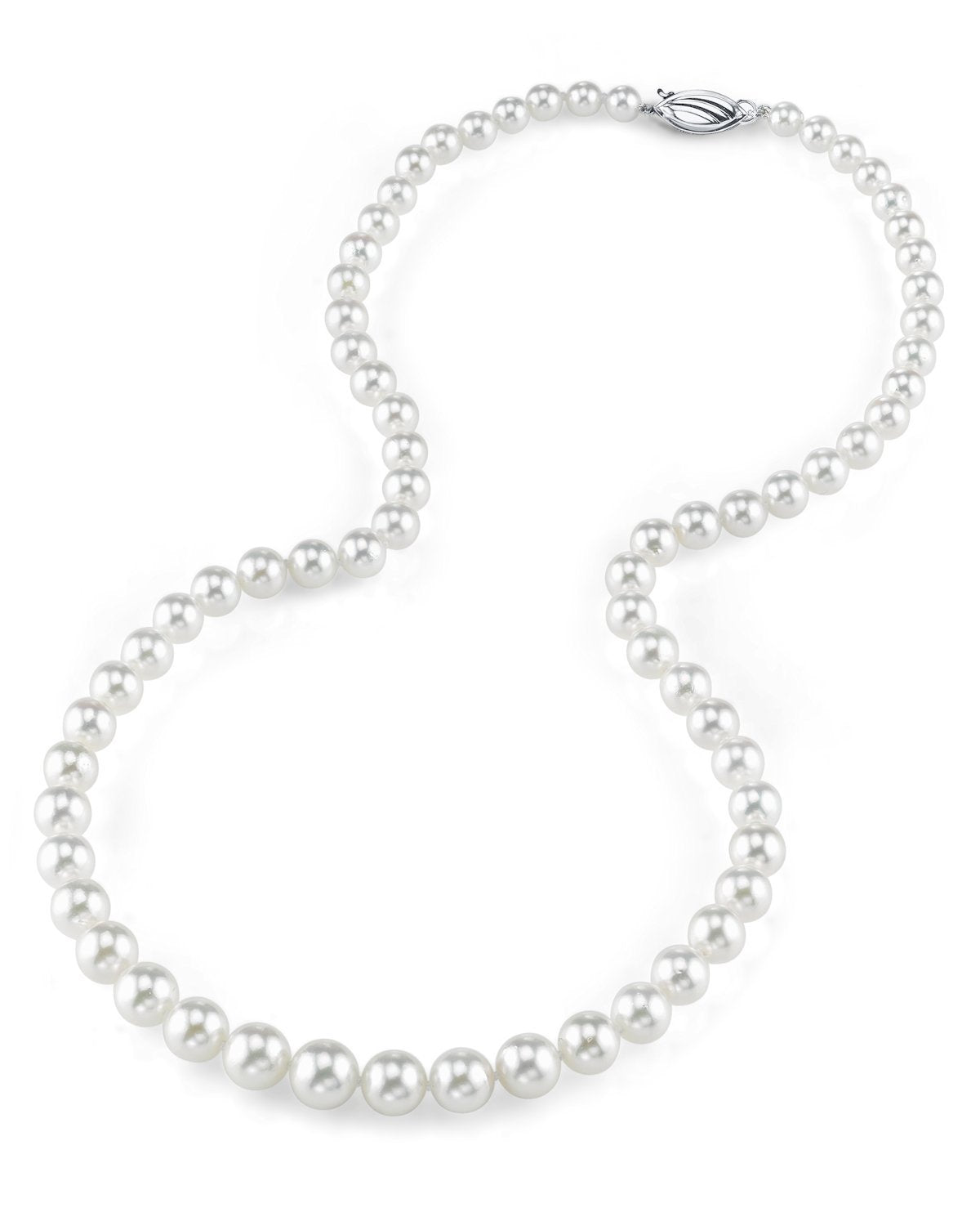 Ziegfeld Collection Pearl Necklace with a Silver Clasp, 6-7 mm