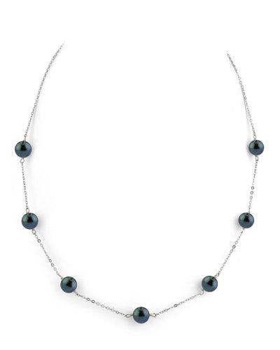 Japanese Akoya Black Pearl Tincup Necklace