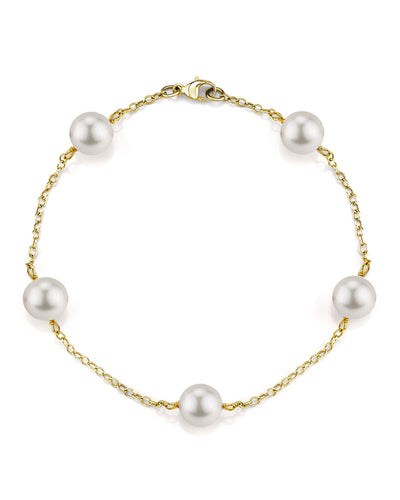 Japanese Akoya White Pearl Tincup Bracelet - Secondary Image