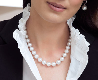 8-10mm White South Sea Pearl Necklace - Gem Quality - Model Image