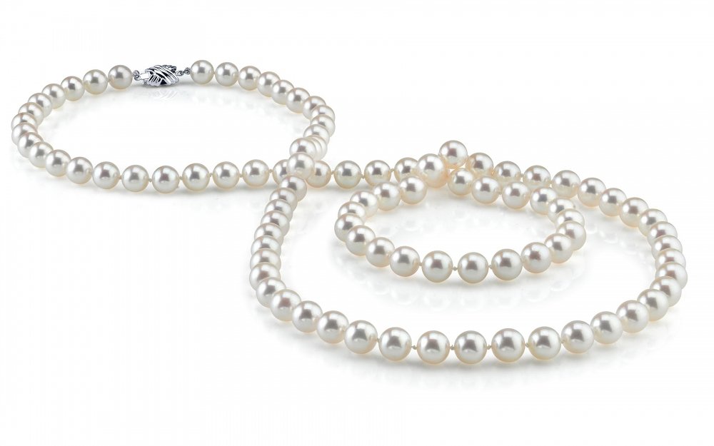 8.0-8.5mm Opera Length Japanese Akoya Pearl Necklace - Third Image