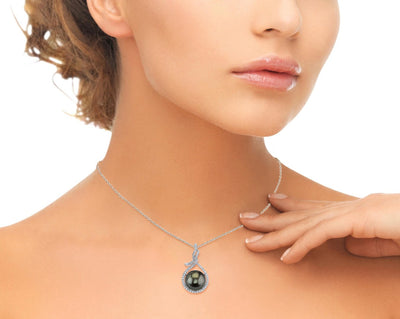 14mm Tahitian South Sea Pearl & Diamond Agnes Pendant - Secondary Image