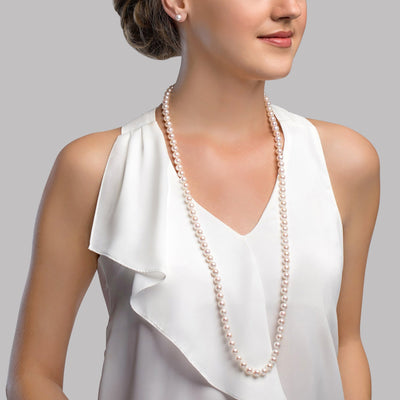 8.0-8.5mm Opera Length Japanese Akoya Pearl Necklace - Secondary Image