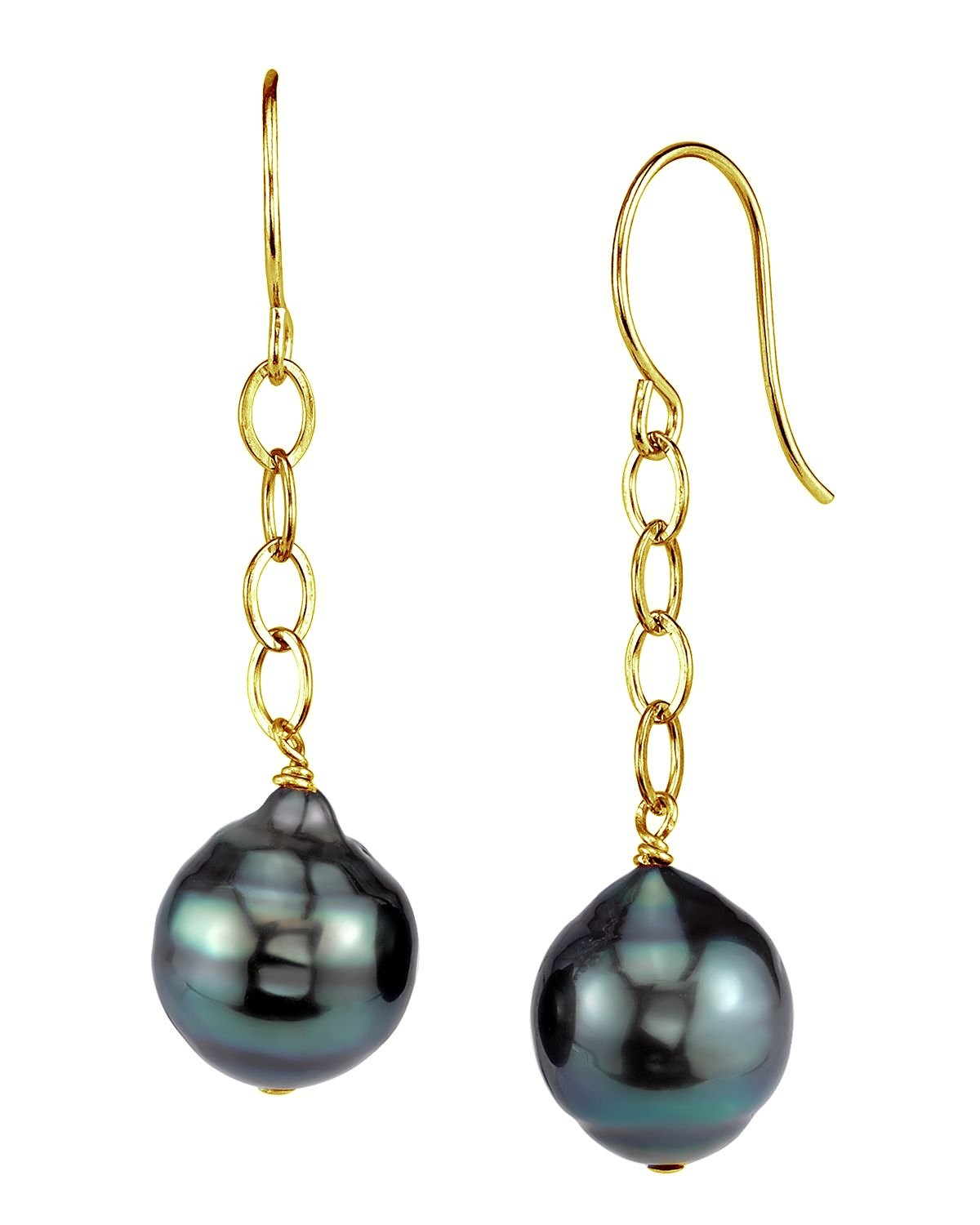 Tahitian South Sea Baroque Pearl Dangling Tincup Earrings - Third Image