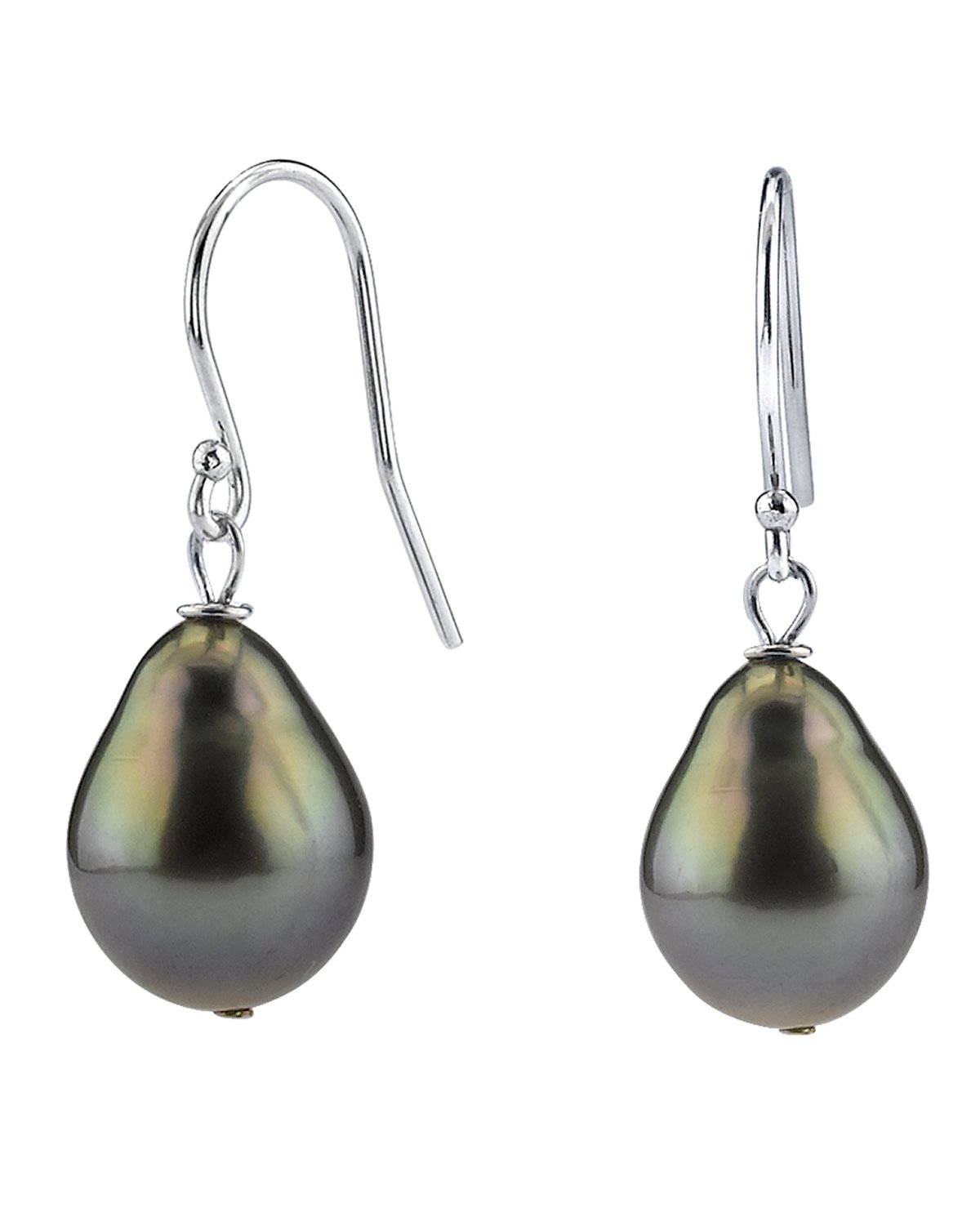 Tahitian South Sea Drop Pearl Dangling Tincup Earrings