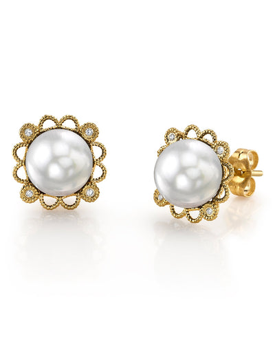 White South Sea Pearl Lea Earrings - Model Image