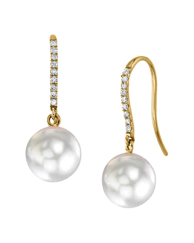 White South Sea Pearl & Diamond Margot Earrings - Model Image