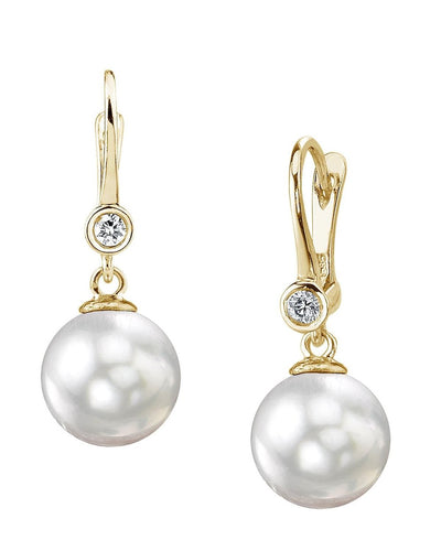 South Sea Pearl & Diamond Michelle Earrings - Model Image