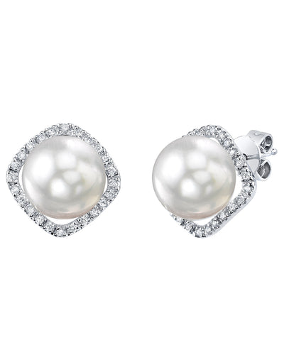 White South Sea Pearl & Diamond Ella Earrings