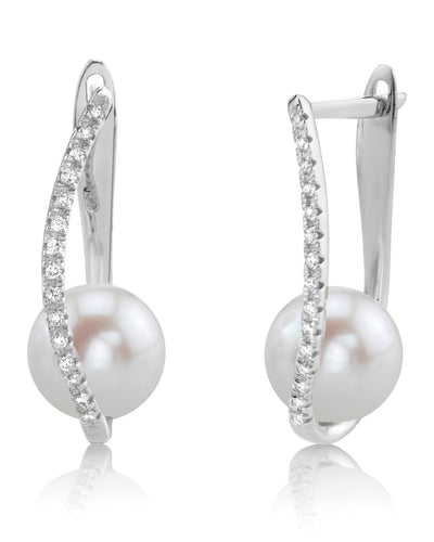 Freshwater Pearl & Diamond Eliza Earrings