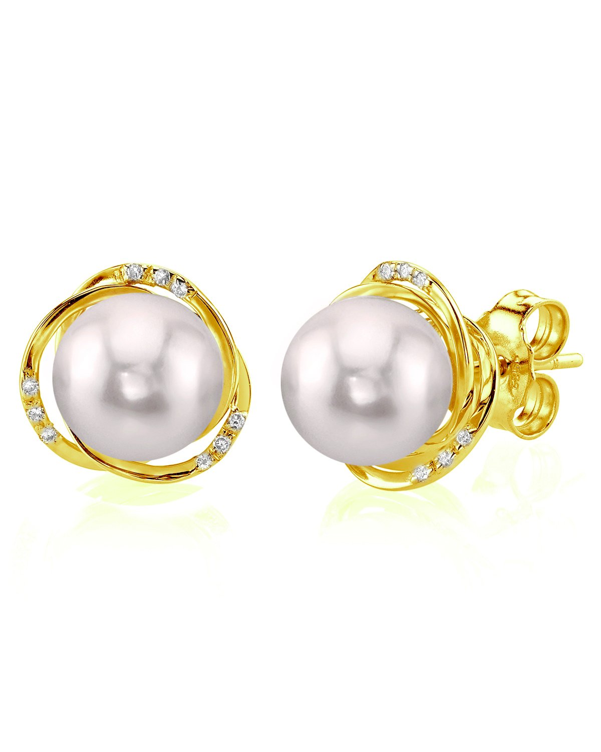 Akoya Pearl and Diamond Stella Earrings - Model Image