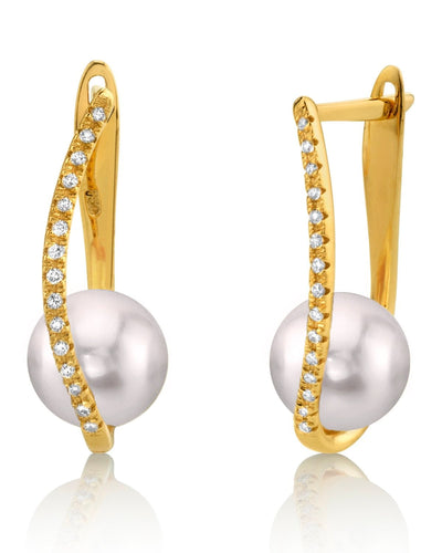 Akoya Pearl & Diamond Eliza Earrings - Secondary Image