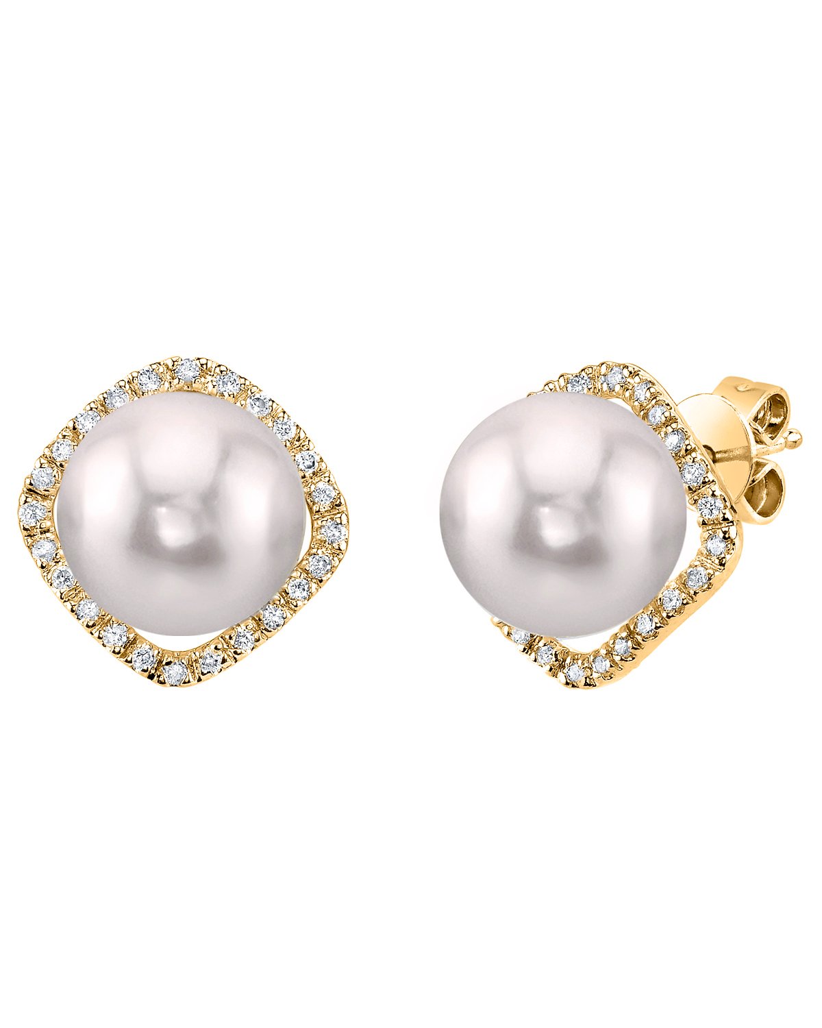 Akoya Pearl & Diamond Ella Earrings - Model Image