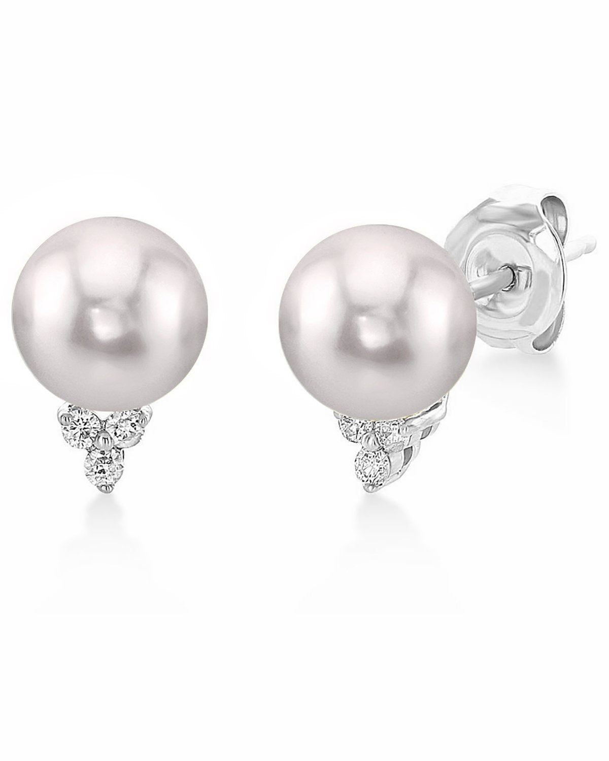 7mm White Freshwater Round Pearl Stud Earrings - Pure Pearls