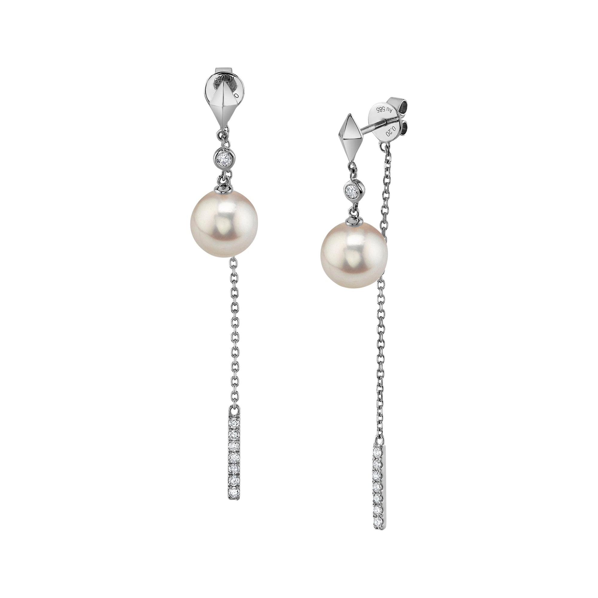 Japanese Akoya Pearl & Diamond Krystal Earrings