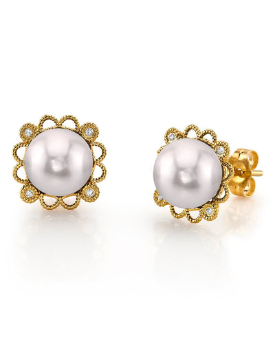 Japanese Akoya Pearl Lea Earrings - Model Image