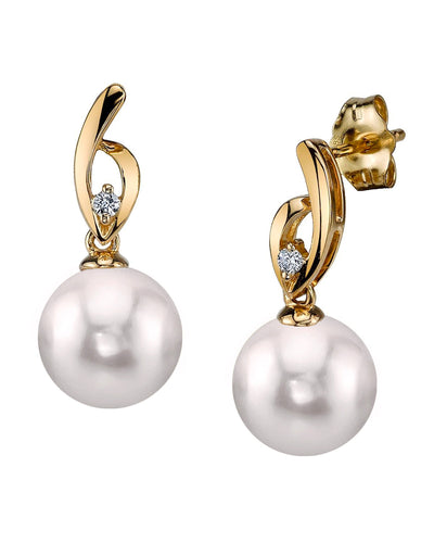 Akoya Pearl & Diamond Lois Earrings - Secondary Image