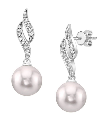 Akoya Pearl & Diamond Suzanna Earrings-Choose Your Pearl Color