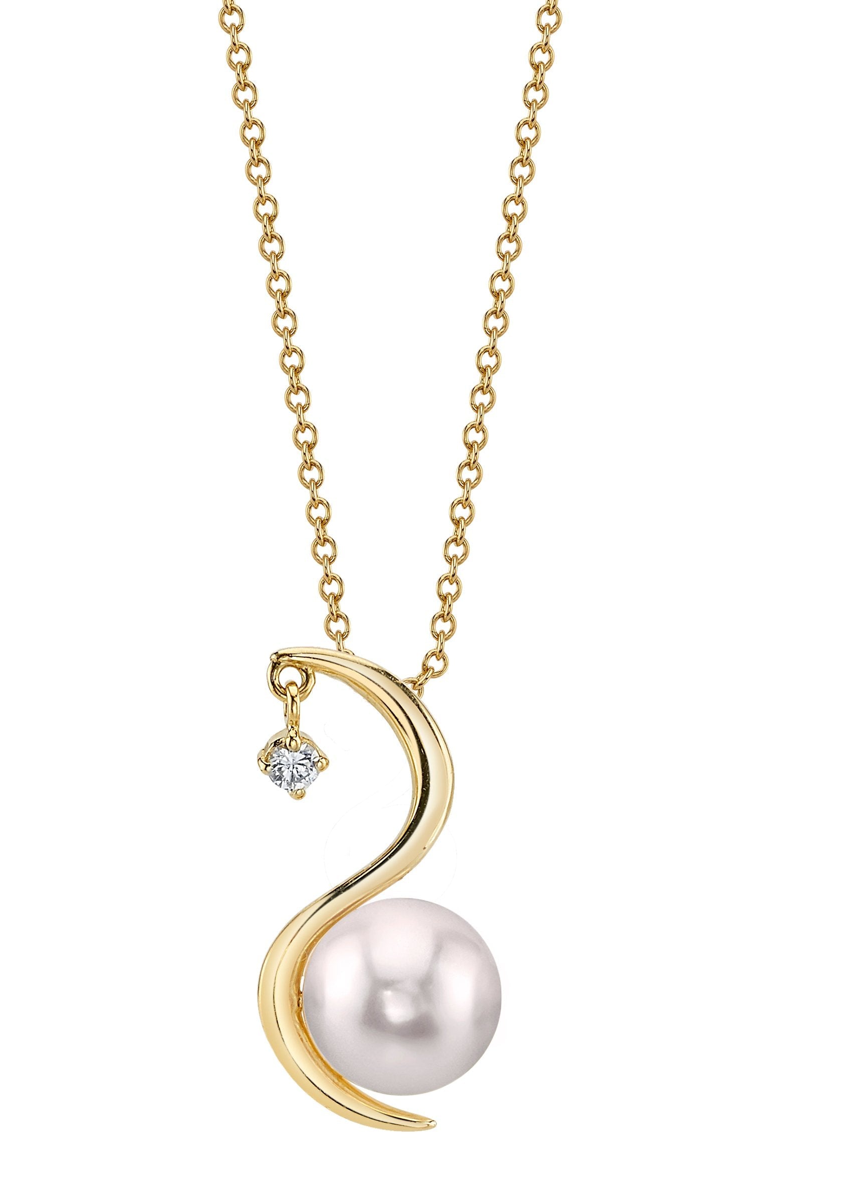 Japanese Akoya Pearl & Diamond Ellis Pendant - Model Image