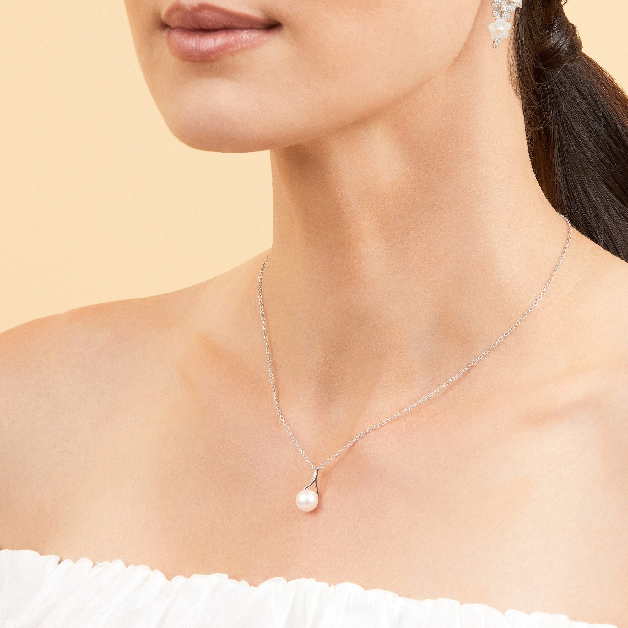 Japanese Akoya Pearl Lindsey Pendant - Model Image