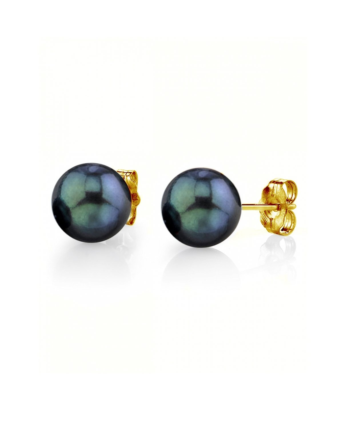 7.5-8.0mm Black Akoya Round Pearl Stud Earrings - Third Image