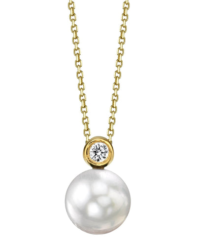 White South Sea Pearl & Diamond Dakota Pendant - Model Image