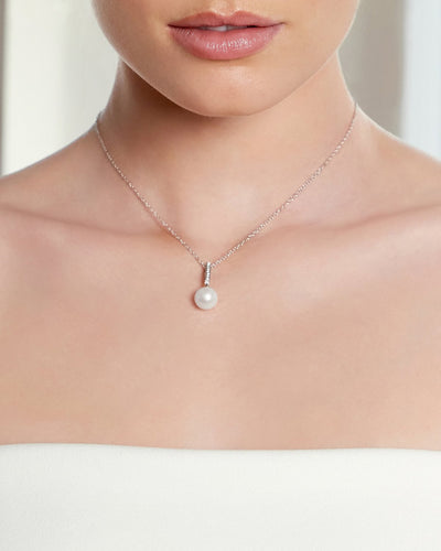 South Sea Pearl Dangling Diamond  Pendant - Model Image