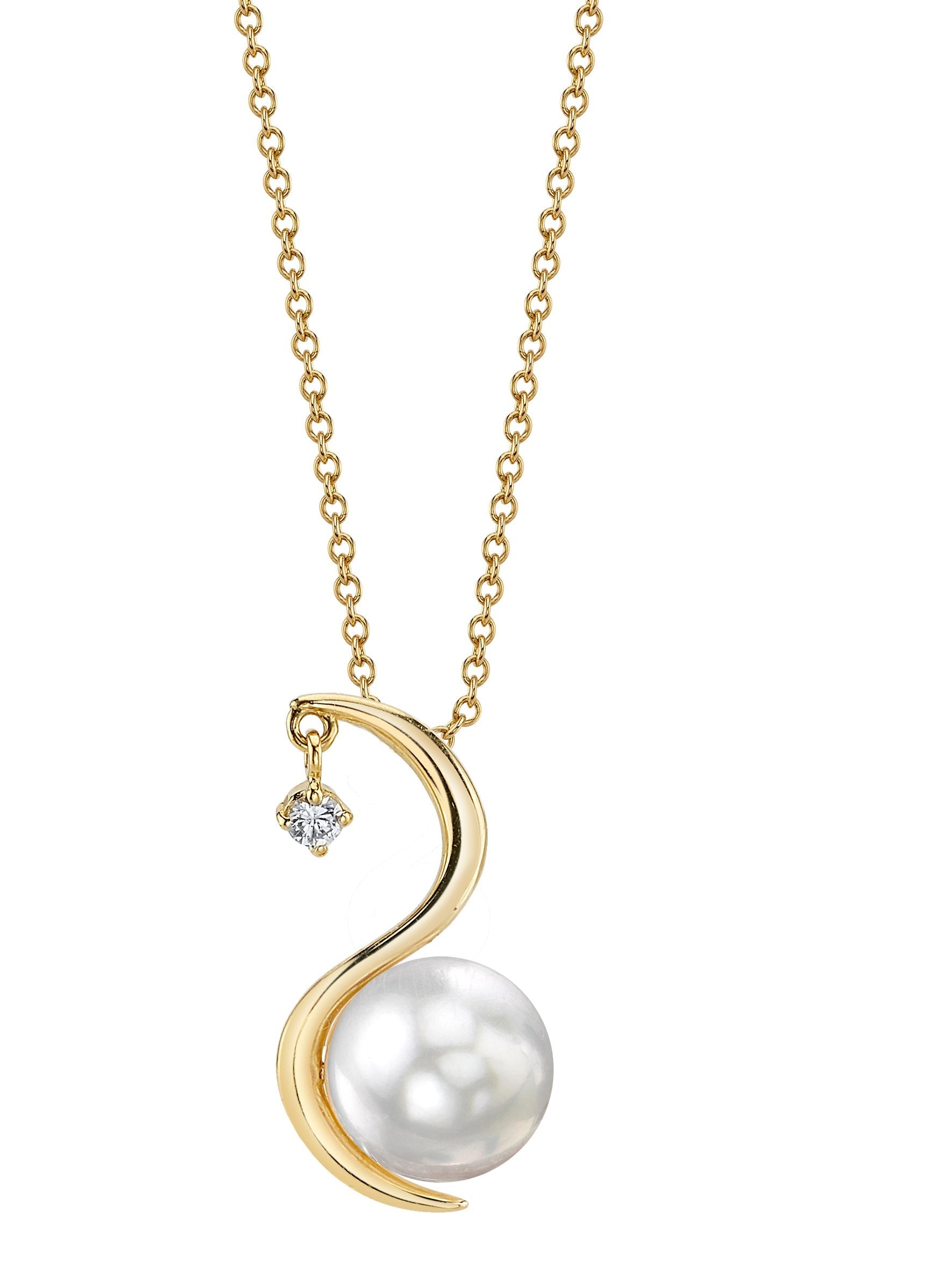 White South Sea Pearl & Diamond Ellis Pendant - Model Image