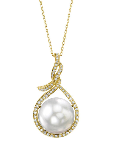 14mm South Sea Pearl & Diamond Thedora Pendant - Model Image