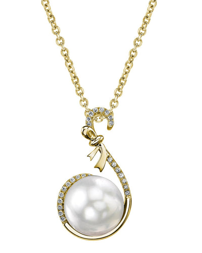 South Sea Pearl & Diamond Courtney Pendant - Model Image