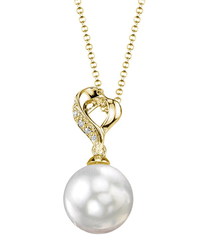 White South Sea Pearl & Diamond Melissa Pendant - Model Image