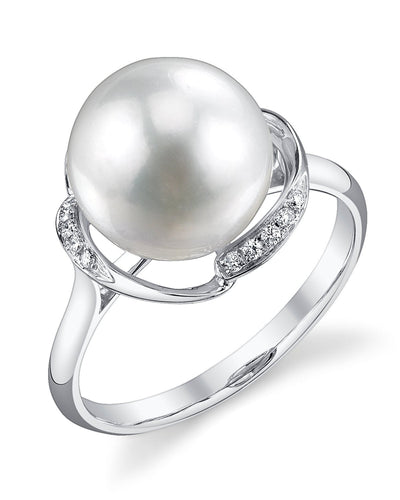 White South Sea Pearl & Diamond Ruby Ring