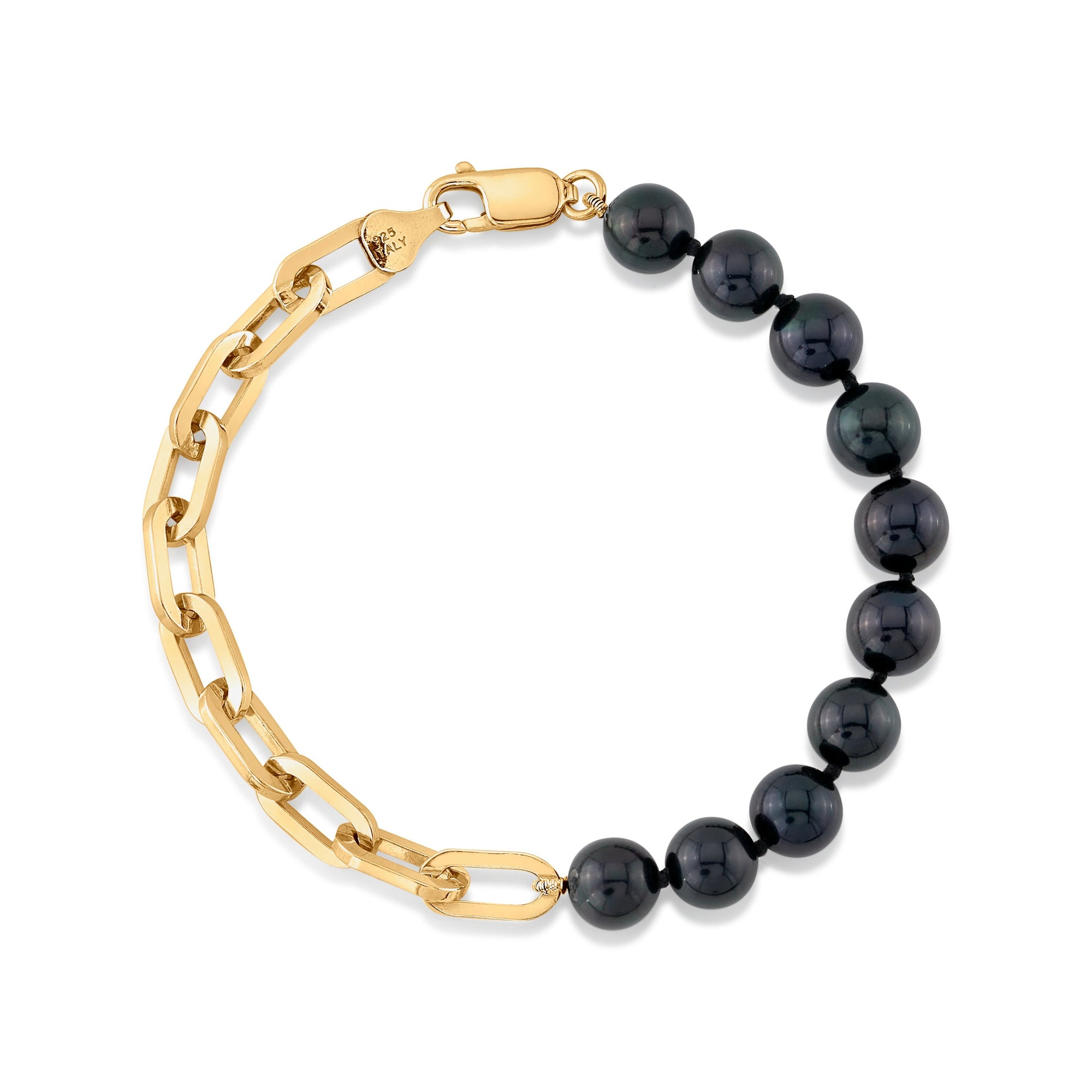 7.5-8.0mm Black Freshwater Pearl & Chain Blake Bracelet - Third Image