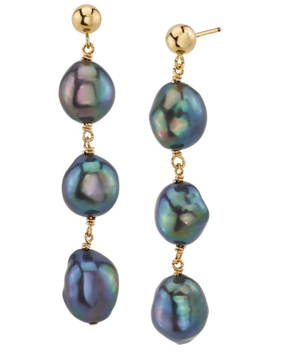 Black Freshwater Pearl Becca Earrings - Model Image