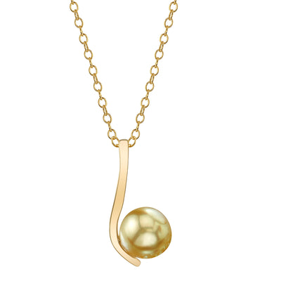 Golden South Sea Pearl & Diamond Elizabeth Pendant