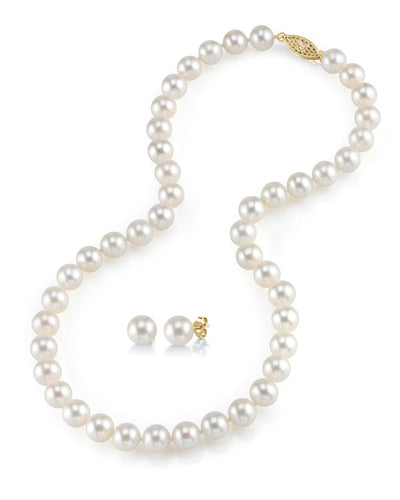 8.0-8.5mm Freshwater Pearl Necklace & Earrings - Secondary Image