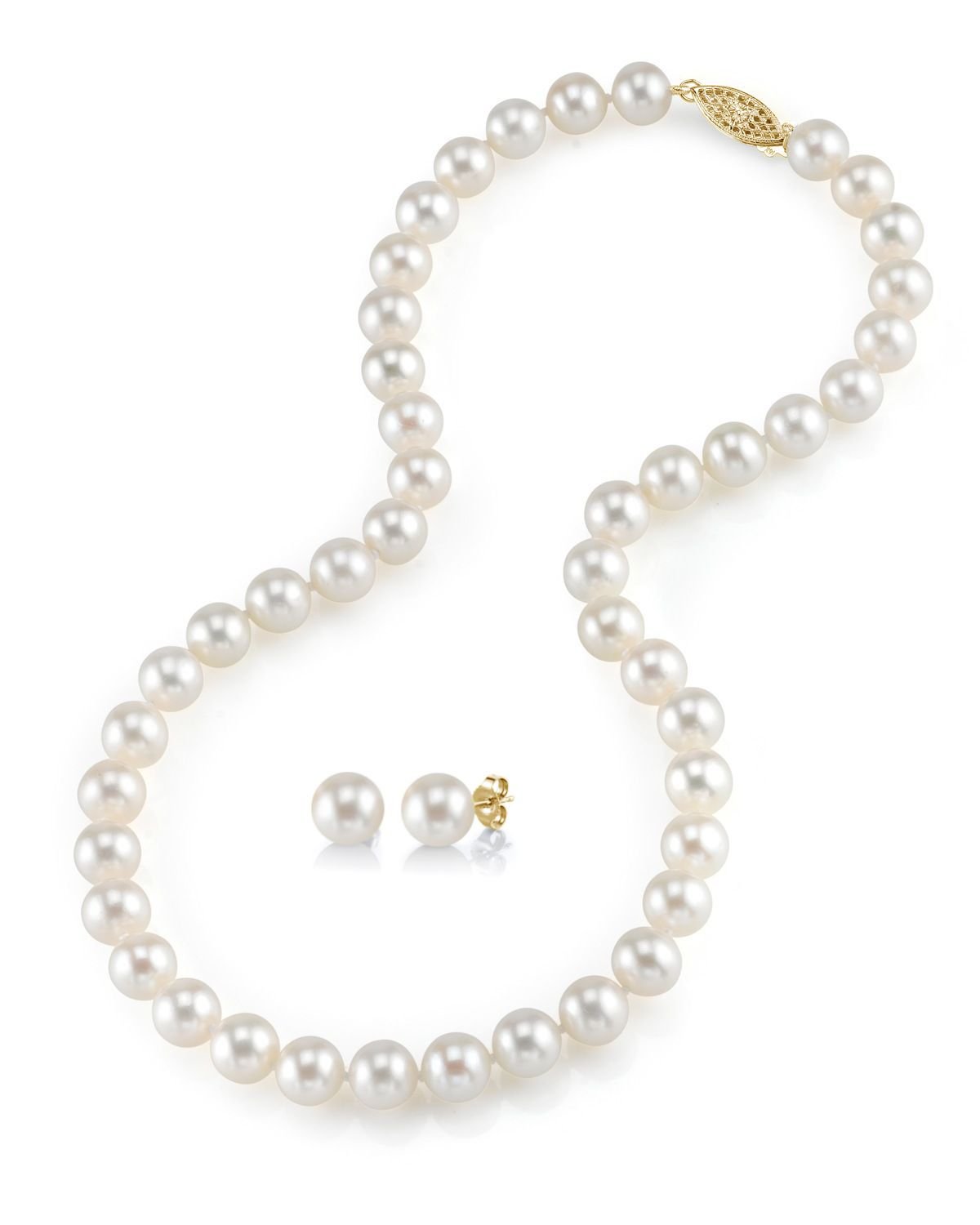 8.5-9.5mm Freshwater Pearl Necklace & Earrings - Secondary Image