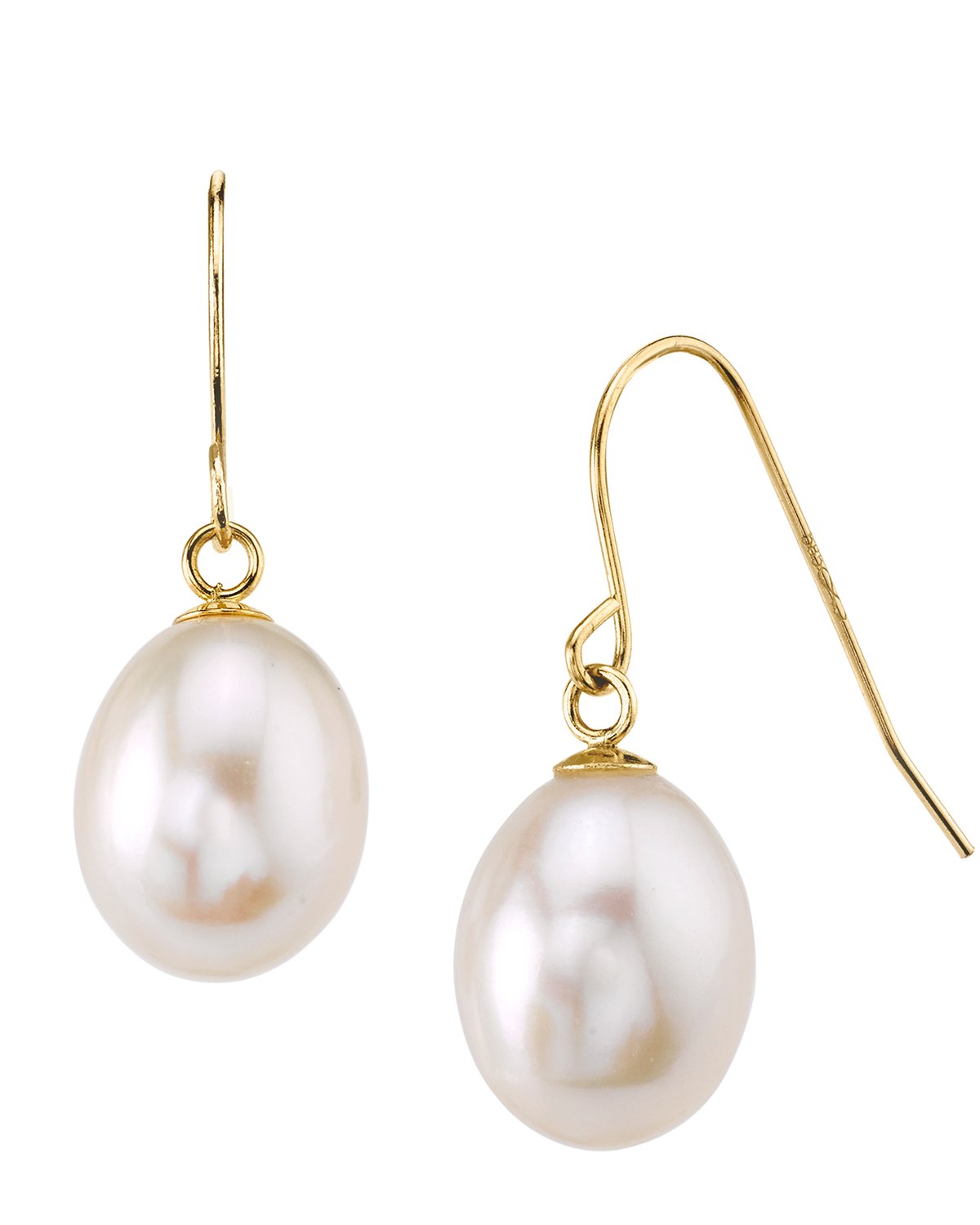 14K Gold Drop-Shape Freshwater Pearl Desire Earrings - Model Image