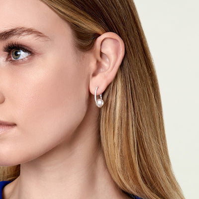 Akoya Pearl & Diamond Eliza Earrings - Model Image