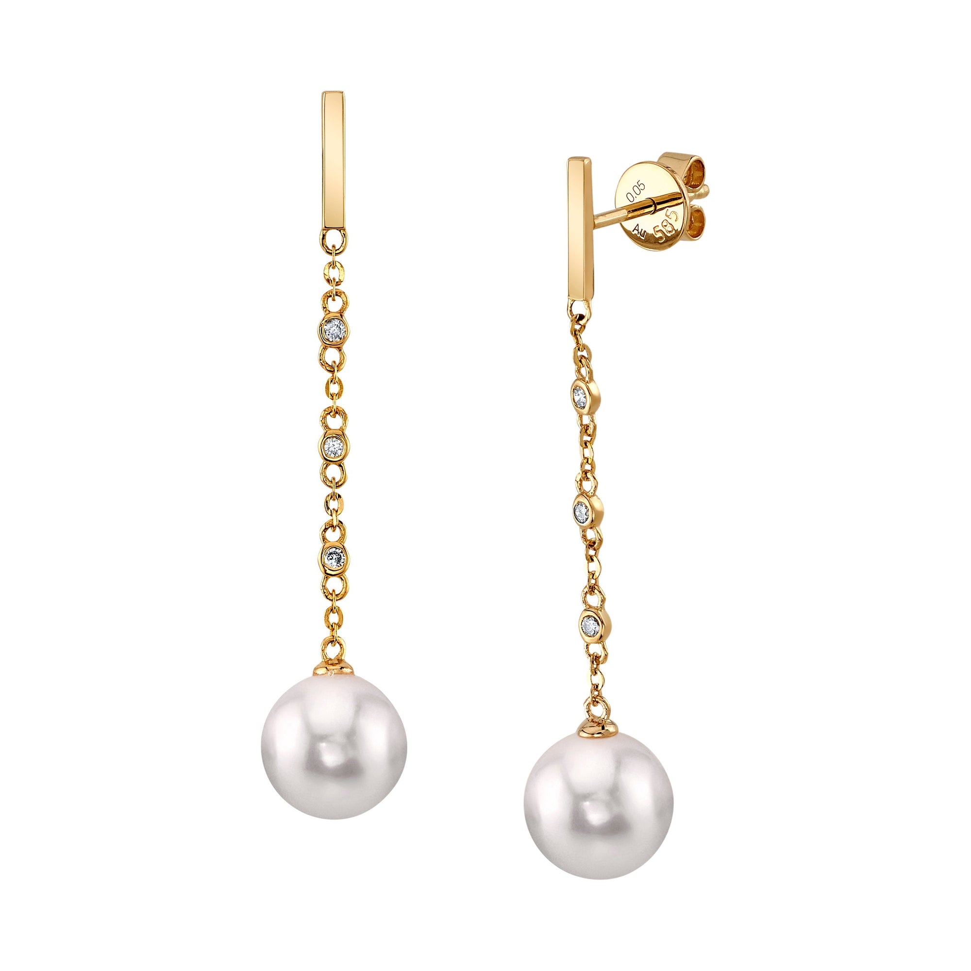 Freshwater Pearl & Diamond Estelle Earrings - Model Image