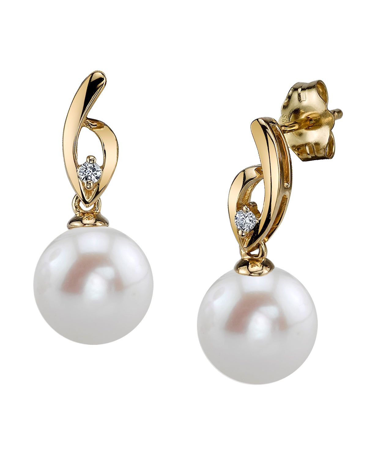 Freshwater Pearl & Diamond Lois Earrings - Secondary Image