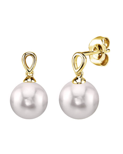 Japanese Akoya Pearl Sherry Earrings - Model Image