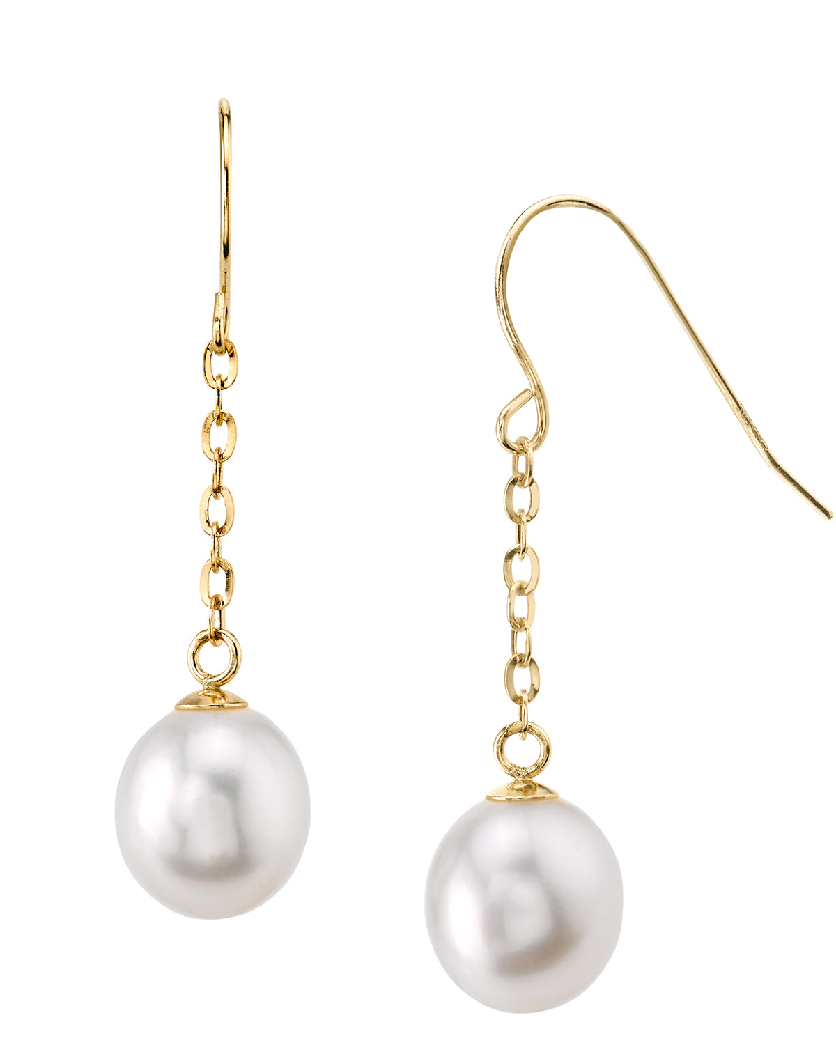 14K Gold Drop-Shape Freshwater Pearl Beau Tincup Earrings - Secondary Image